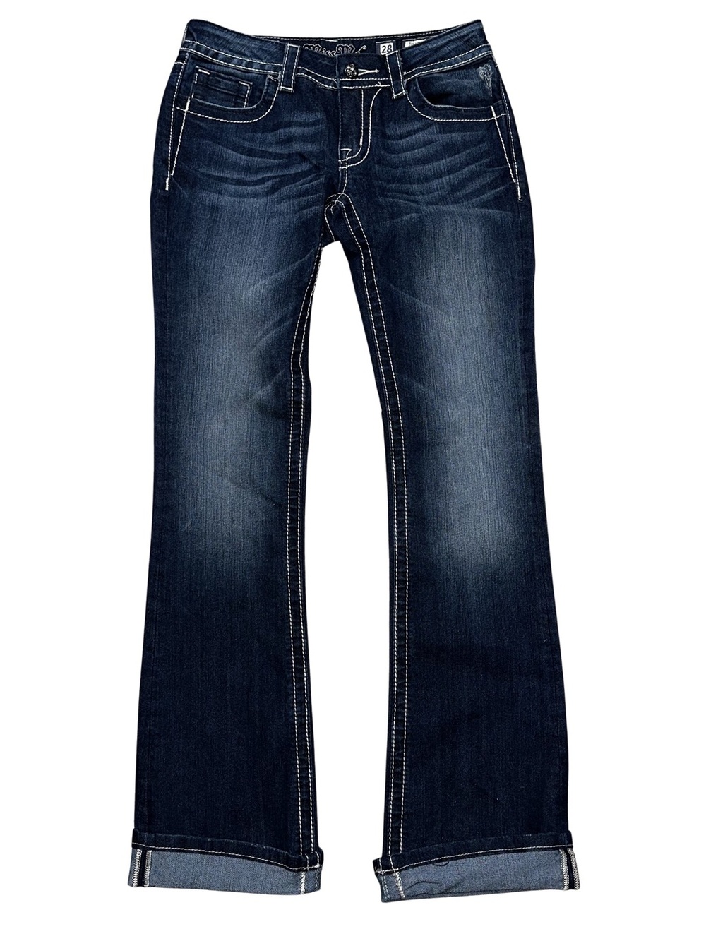 Women’s Miss Me Denim Jeans Size 28 Dark Wash Boot Cut JP5473B